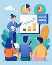 A handson workshop where attendees learn how to use financial planning software.. Vector illustration.