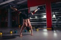 Handstand push-up man workout at gym Royalty Free Stock Photo