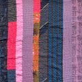 handstitched patchwork cloth from various stripes Royalty Free Stock Photo