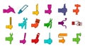 Handtool icon set, color outline style