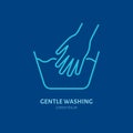 Handwash icon, gentle washing line sign. Flat logo for launderette service. Logotype for self-service laundry, clothing Royalty Free Stock Photo