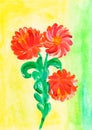 HandWatercolor flowers. Botanical detail for cards, poster, scrabooking, web, invitations.