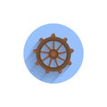 Handwheel flat icon with shadow. sea flat icon