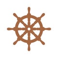 Handwheel icon. Wooden sea steering wheel. Vector illustration