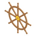 Handwheel ship wheel icon, isometric style