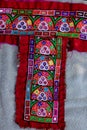 Handwork embroidery,Handmade embroidery art. Traditional Indian handmade embroidery art,selective focus,mirror work colorful