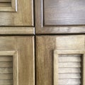 Handwork oak wood cabinet, fragment, handmade