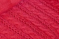 Handwork of red woolen worsted pattern design Royalty Free Stock Photo