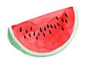 Handwork watercolor illustration of a slice of watermelon
