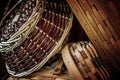 Handwoven Baskets in Natural Light Royalty Free Stock Photo