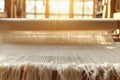 Handwoven textiles on traditional loom. Artisan fashion, fabrics production Royalty Free Stock Photo