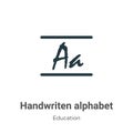 Handwriten alphabet vector icon on white background. Flat vector handwriten alphabet icon symbol sign from modern education