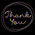 Lettering illustration for thank you in rainbow colors. Vector design EPS10.