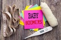 Handwriting Announcement text Baby Boomers. Business fitness health concept for Demographic Generation written sticky note empty p Royalty Free Stock Photo