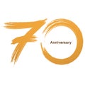 Handwriting - Brush paint celebrating, anniversary of number 70th year anniversary