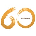 Handwriting - Brush paint celebrating, anniversary of number 60th year anniversary