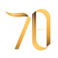 Handwriting celebrating, anniversary of number 70 70th year anniversary, Luxury duo tone gold brown