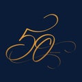 Handwriting celebrating, anniversary of number 50, 50th year anniversary, Luxury duo tone gold brown Royalty Free Stock Photo