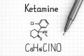 Handwriting Chemical formula of Ketamine with pen