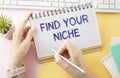Handwriting of Find Your Niche word Royalty Free Stock Photo