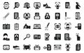Handwriting identification icons set simple vector. Access approve