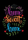 Handwriting lettering with Inspirational phrase Home sweet home.