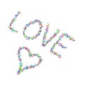 Handwriting `LOVE` word with colorful circle dots