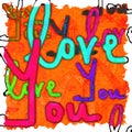 Handwriting Love You background image with Vibrant colors