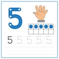 Number writing practice 5 Royalty Free Stock Photo