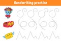 Handwriting pactice. Education developing worksheet. Activity page. Valentine`s Day. Color game for children. Isolated vector Royalty Free Stock Photo