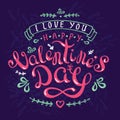 Calligraphy design greeting card with happy valentineÃ¢â¬â¢s day and february 14 Royalty Free Stock Photo