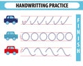 Handwriting practice sheet. Educational children game, printable worksheet for kids. Preschool activity, worksheet for printing, l Royalty Free Stock Photo