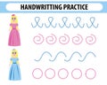 Handwriting practice sheet. Educational children game, printable worksheet for kids. Preschool activity, worksheet for printing, l Royalty Free Stock Photo