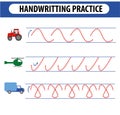 Handwriting practice sheet. Educational children game, printable worksheet for kids. Preschool activity, worksheet for printing, l Royalty Free Stock Photo