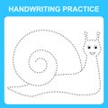 Handwriting practice sheet. Educational children game, printable worksheet for kids. Tracing lines, helix and circles with cute Royalty Free Stock Photo