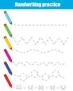 Handwriting practice sheet. Educational children game