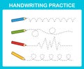 Handwriting practice sheet Royalty Free Stock Photo