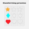 Handwriting practice sheet, kids preschool activity, educational children game, printable worksheet, writing training Royalty Free Stock Photo