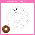 Cute glazed donut for coloring book