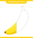 Handwriting practice. Tracing lines of Banana. Educational children game, printable worksheet, vector illustration