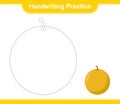 Handwriting practice. Tracing lines of Honey Melon. Educational children game, printable worksheet, vector illustration