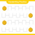 Handwriting practice. Tracing lines of Honey Melon. Educational children game, printable worksheet, vector illustration