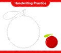 Handwriting practice. Tracing lines of Yumberry. Educational children game, printable worksheet, vector illustration