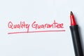 Handwriting of quality guarantee
