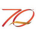 Handwriting ribbon style celebrating 70th