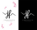 Handwriting script letter jf, fj logo design vector