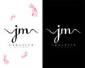 Handwriting script letter jm, mj logo design vector