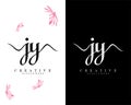 Handwriting script letter jy, yj logo design vector