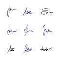 Handwriting signature set Royalty Free Stock Photo