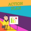 Handwriting text Action Plan. Concept meaning proposed strategy or course of actions for certain time Businessman Clerk